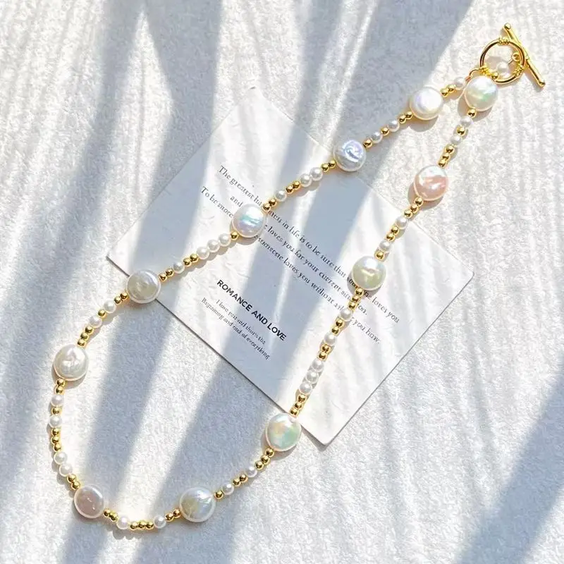Natural freshwater baroque pearl starry sky design clavicle chain necklace