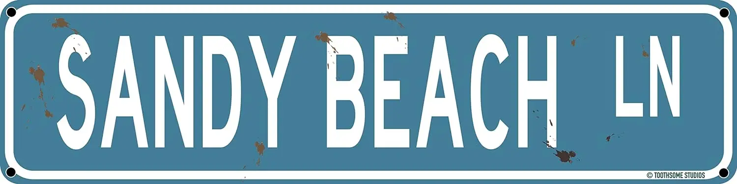 Sandy Beach Ln Coastal Theme Street Sign 16