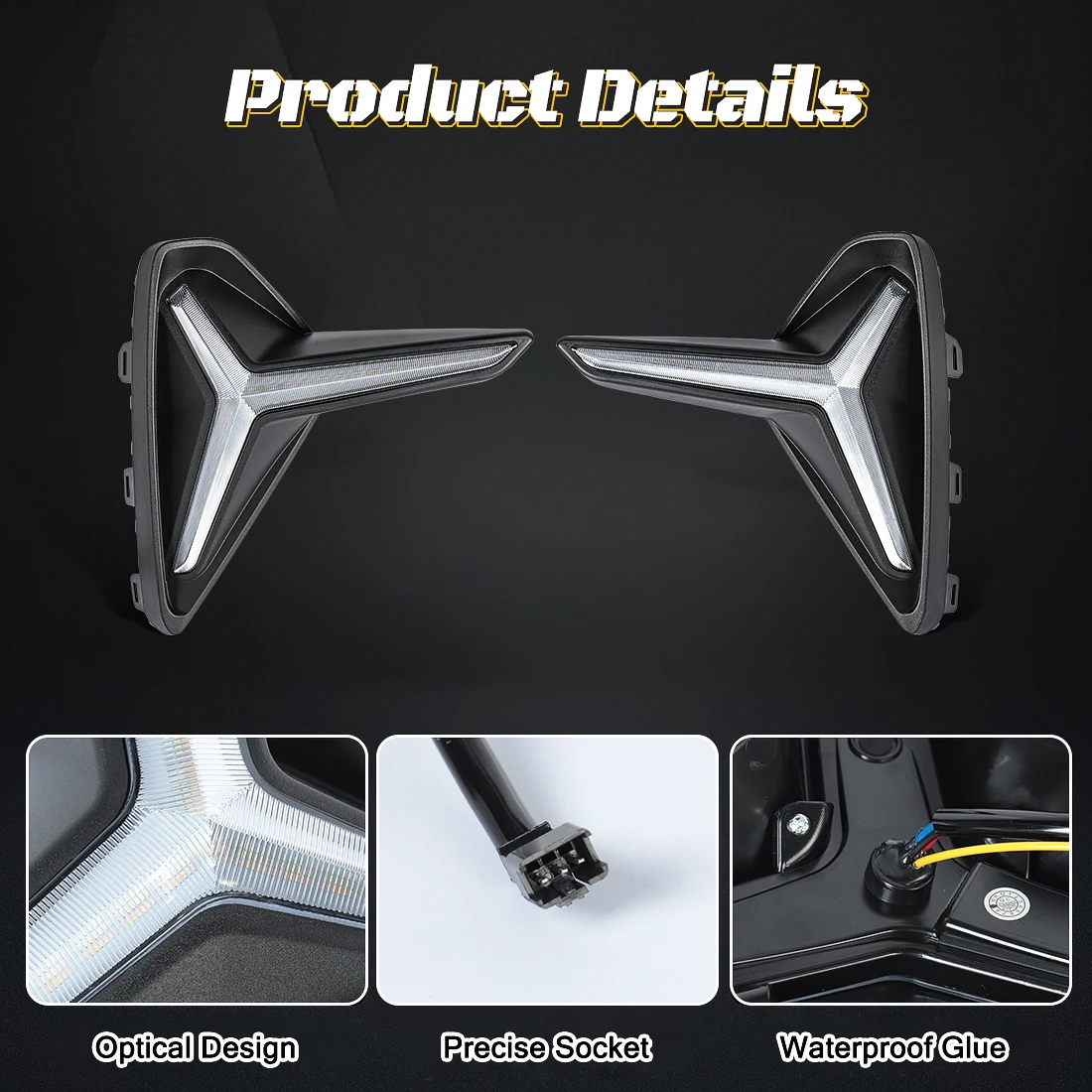 2pcs DRL For Geely Emgrand/ Proton S70 2021 2022 2023 2024 Daytime Running Light Front Bumper Headlight Turn Signal Fog Lamp