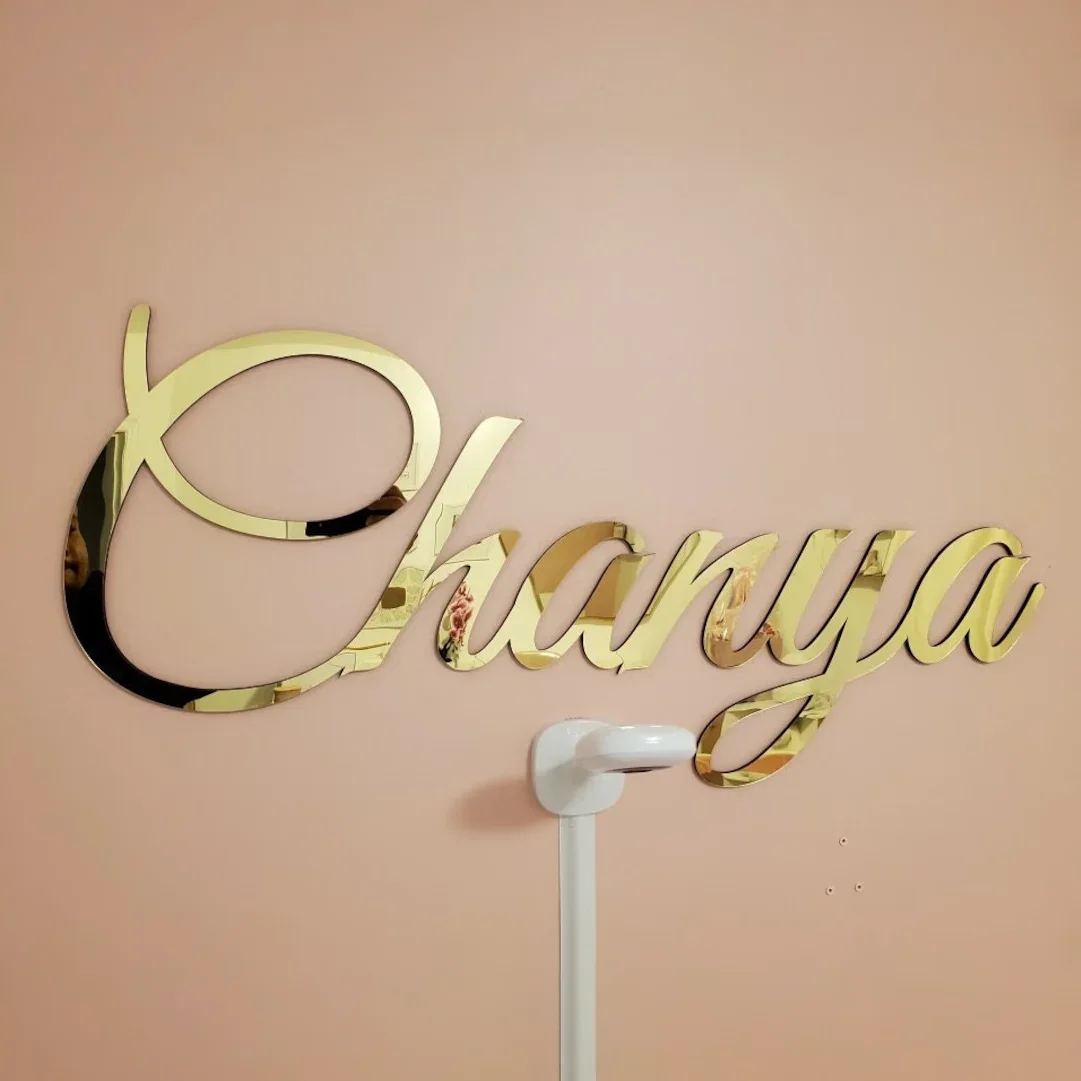 Personalized Mirror Acrylic Name Sign Wedding Birthday Party Decoration Wall Decor Custom Signboard Sign 3D Baby Crib Name Sign
