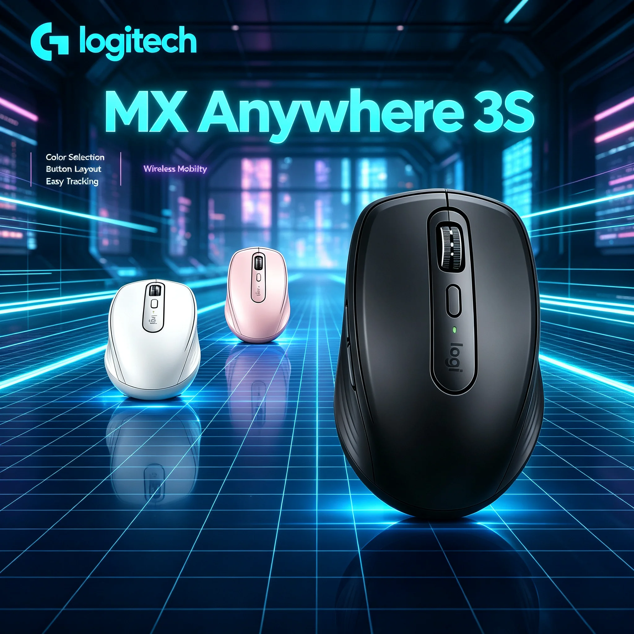 Genuine Logitech MX Anywhere 3S Multi-computer Pairing Wireless Mouse Rechargeable Travel Mice