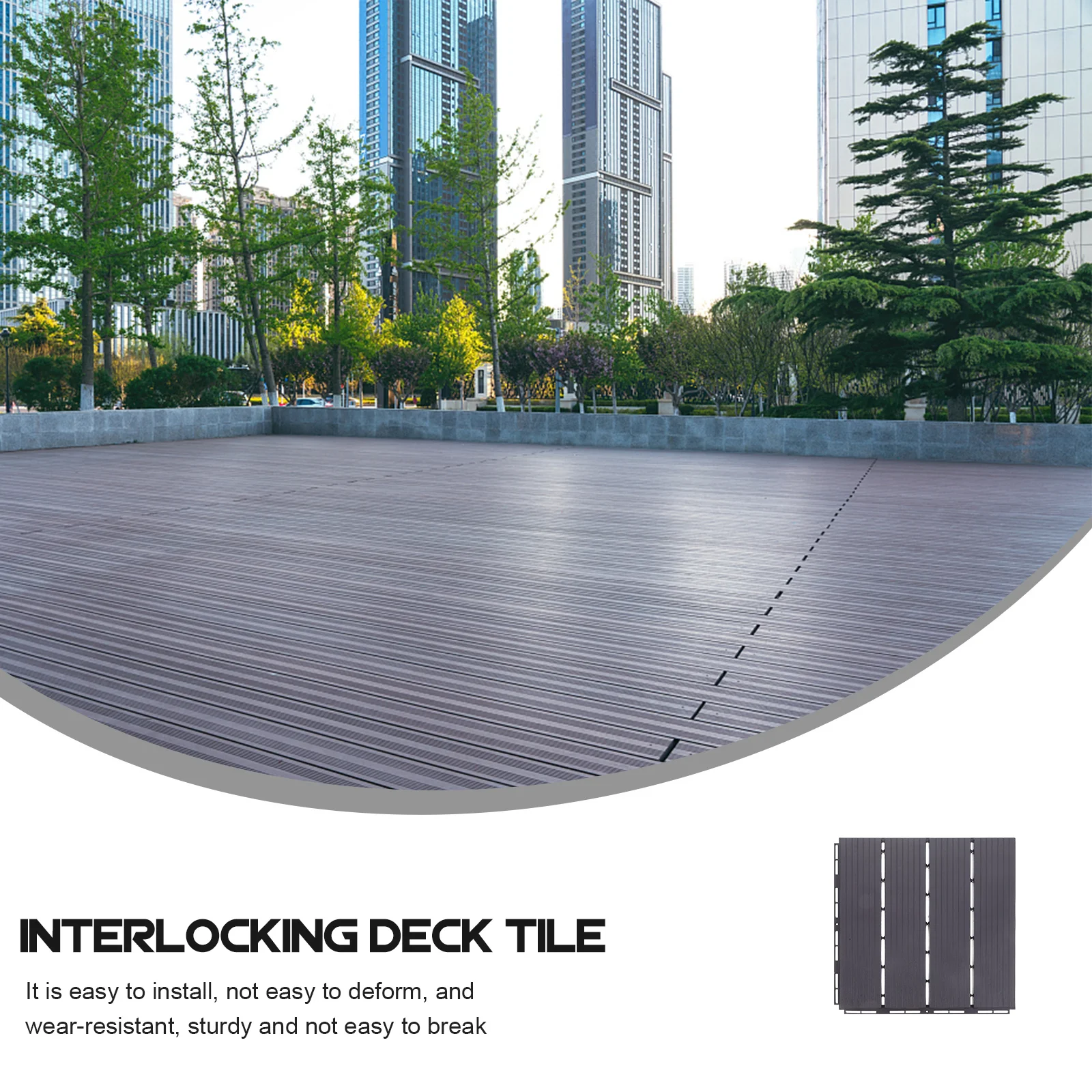 

Grey Plastic Interlocking Deck Tile Durable Waterproof Outdoor Patio Balcony Garden Flooring Tile Waterproof Outdoor Flooring