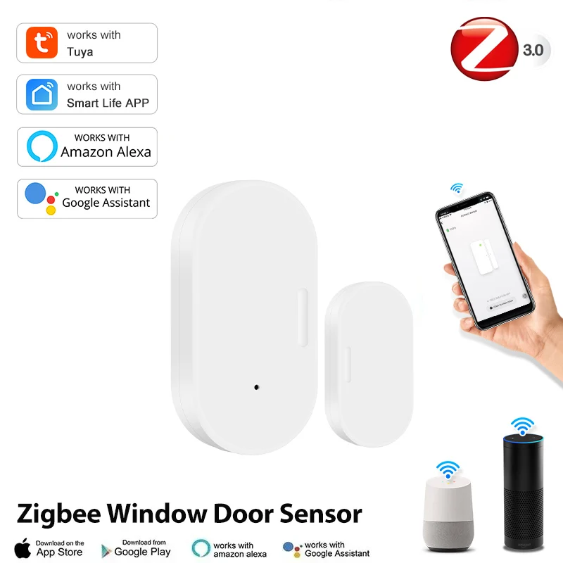 tuya smart door sensor zigbee janela abrir detector fechado home security alarm system smart life app controle 01