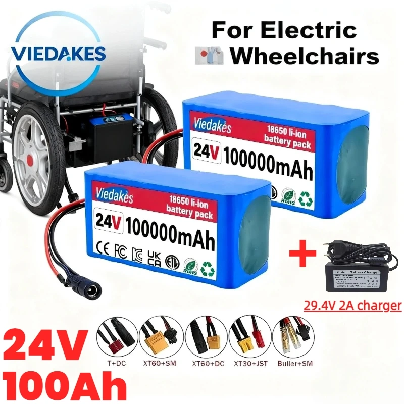 

New 7S3P 18650 24V 100000mAh high capacity Batteries, 24V Lithium Battery, Wheelchair Battery 7s3p Battery Pack✅