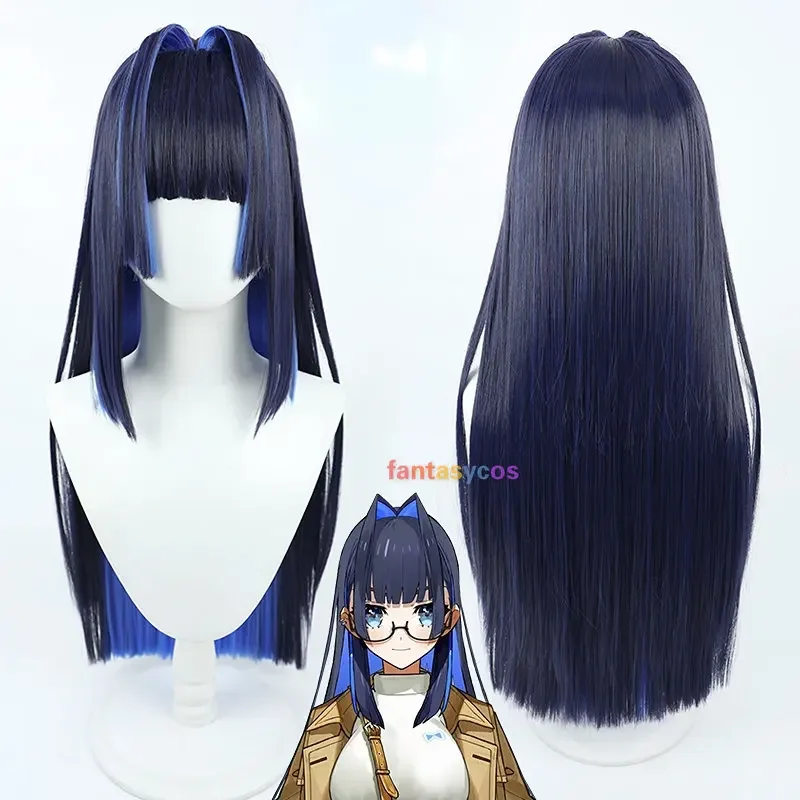 

VTuber Hololive Ouro Kronii Cosplay Wig Blue Mixed Long Straight Heat Resistant Hair for Halloween Costume Role Play Party Wigs