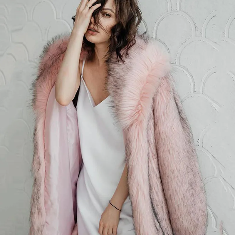 2025 nova moda de alta qualidade casaco de pele feminina inverno temporada estilo grosso imitação de pele rosa casaco feminino pele & pele do falso h667