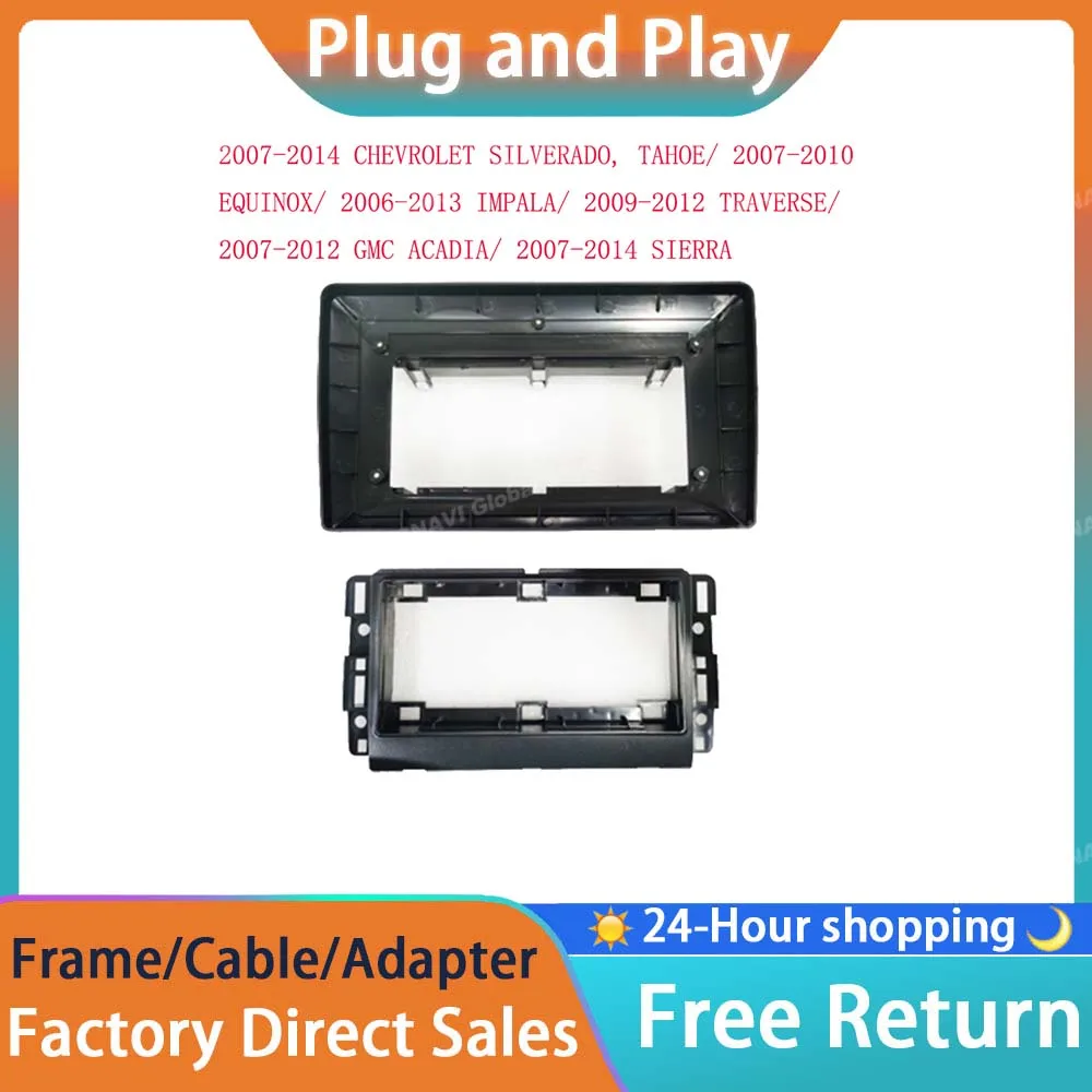 RSNAVI 9 Inch For Chevrolet Silverado Tahoe Equinox Impala Car Radio Android MP5 GPS Player 2 Din Head Unit Fascia Panel Frame