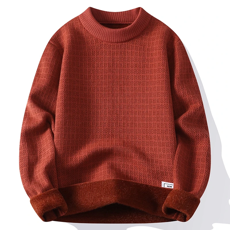 Men Solid color Casual Knit Pullovers 2026 Winter Fashion Sweater  Mens Thick Warm  Loose Knitted Sweaters round neck Streetwear