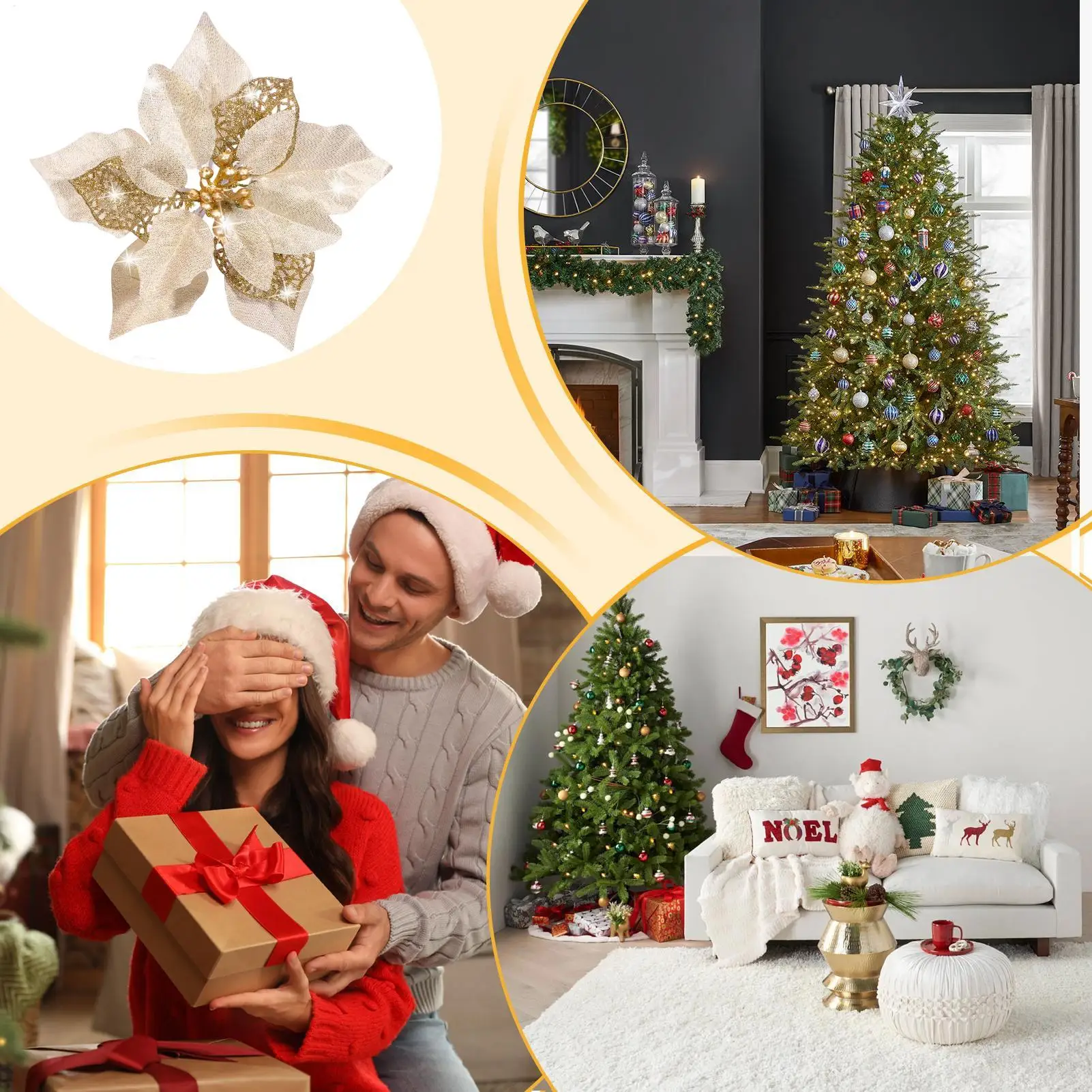 結婚式の造花花クリスマスツリーオーナメントクリスマスツリーリースガーランド装飾ホームホリデーシーズン用