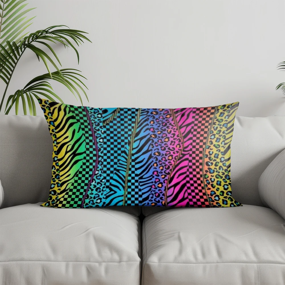 Home Decor Colorful Geometric & Animal Print Suitable For Sofa Bedroom Car Pillow Cover Cushion Rectangular Back Cushion view 3