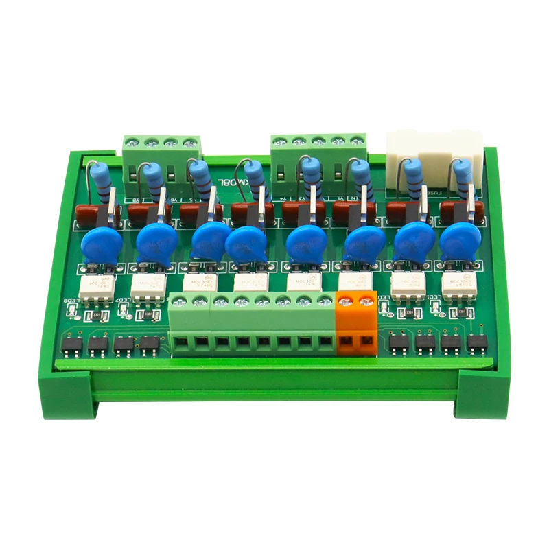 8-Channel Din Rail PLC Amplifier Board AC Output Signal 220V Optocoupler Isolation Non-Contact SCR Module