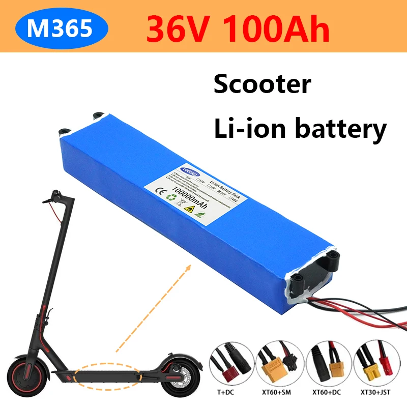 

2023 for M365 Scooter 36V 100AH Battery plug XT30+JST XT60+DC XT60+SM 18650 Lithium Battery Pack Ebike Power Battery with BMS