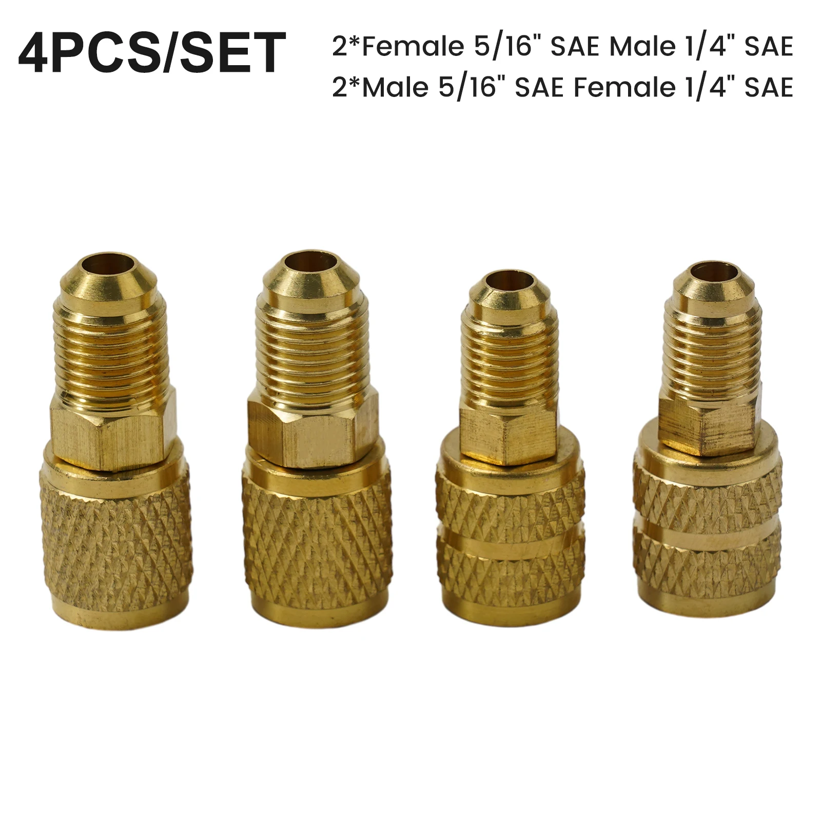 Adaptador R410a 5/16 SAE F acopladores rápidos a 1/4 SAE M Flare 5/16 SAE M a 1/4 SAE para piezas de herramientas de refrigerante R410 R32 R22