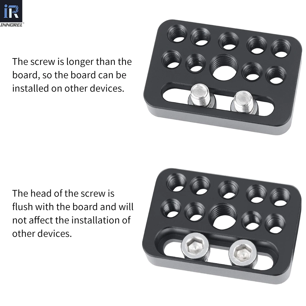 INNOREL CP03 Mini piastra per formaggio multifunzionale, scheda di installazione rapida con connessione porosa per gabbia per fotocamera su blocco binario di guida