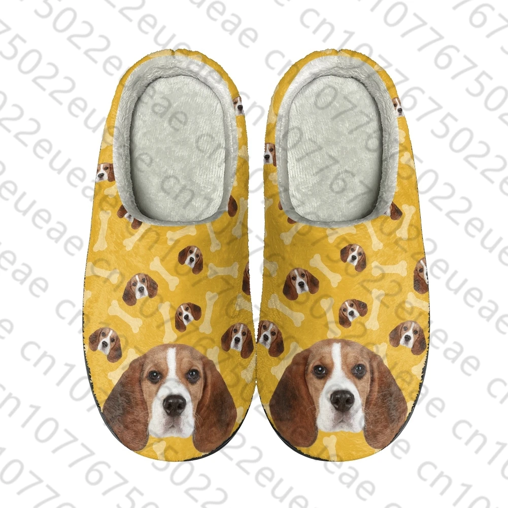 Cute Dog Flowers And Plants Print  Home Cotton Custom Slippers Mens Womens Sandals Plush Casual Keep Warm Shoes Thermal Slippe