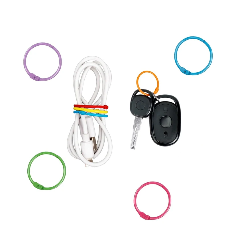 40PCS Metal Loose Leaf Binder Rings for Index Cards Flash Notebook Keychain for Office School Home 10 Colors