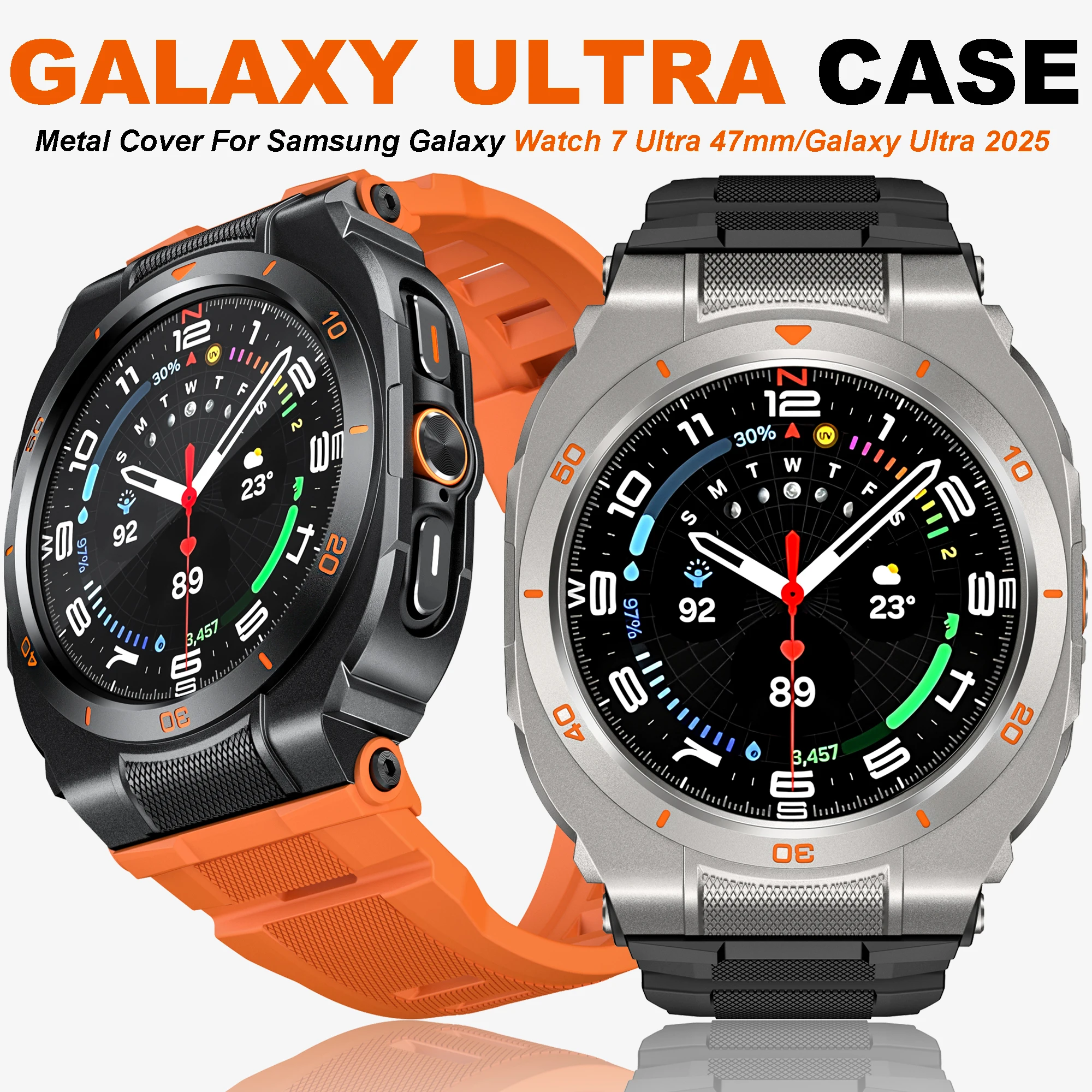 

Металлический корпус+ремешок для Samsung Galaxy Watch Ultra 2025 47 мм, силиконовый спортивный браслет Correa для Galaxy Watch 7 Ultra 2, аксессуары