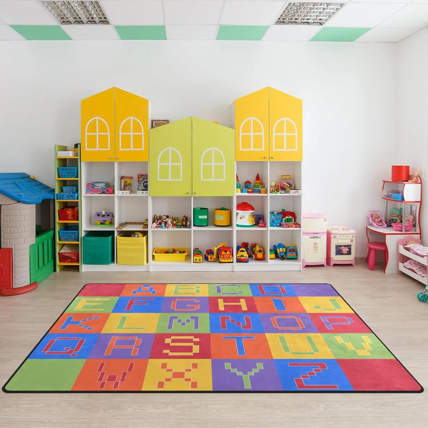 VIKAMA Children's Alphabet Game Mat - Non-slip, Washable Early Education Rug - Learning Floor Mat - Bedroom Decorative Item