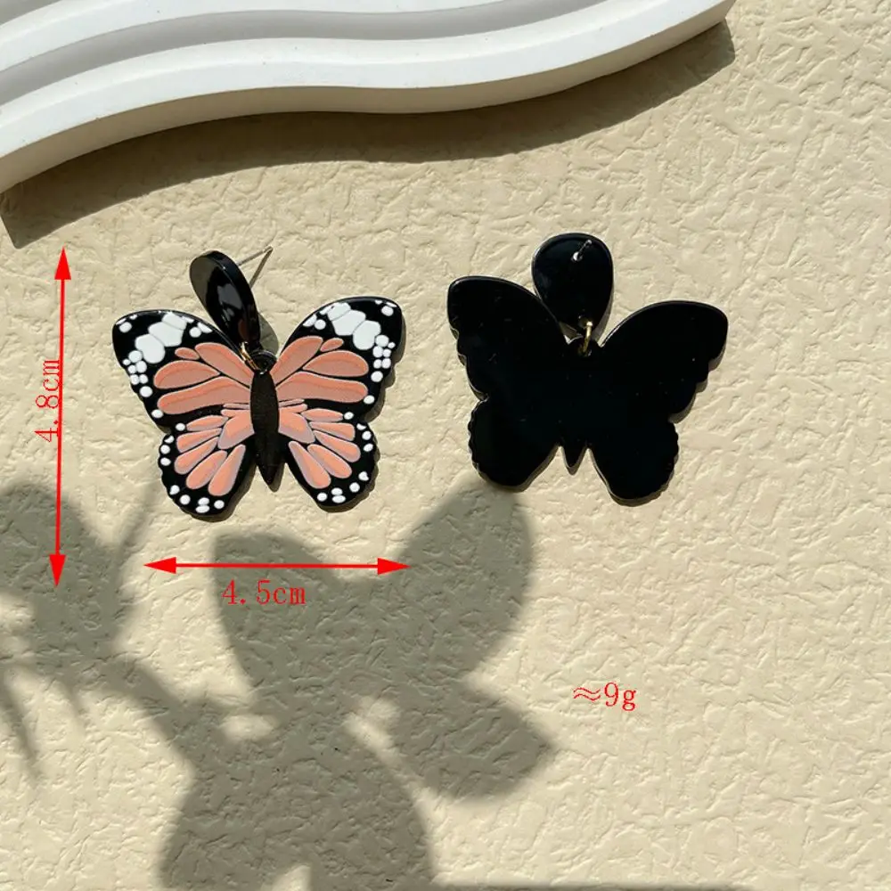 Handgemachte bunte Graffiti Schmetterling Muster Acryl Ohrringe für Frauen geometrische unregelmäßige Tropfen Ohrringe trend igen Schmuck