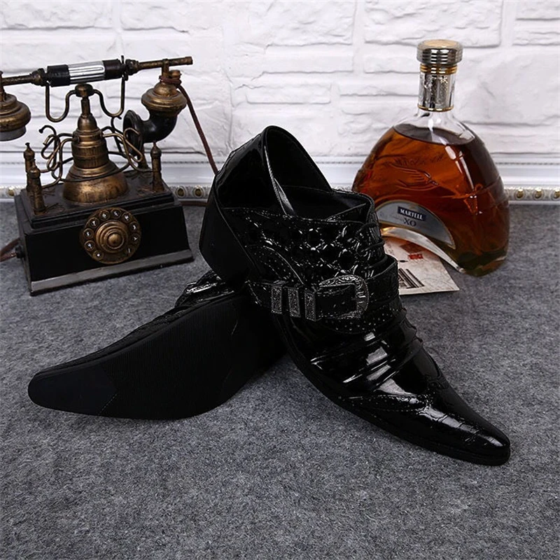 Pointed casual shoes with a height of 6cm, men\'s casual shoes, fashionable Korean version for business and leisure