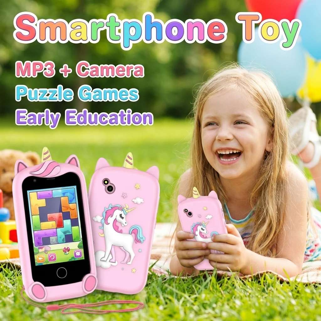 

Детский смартфон с сенсорным экраном, камерой, обучающими играми, MP3-плеером, подарок на Рождество и день рождения для мальчиков и девочек 3-12 лет