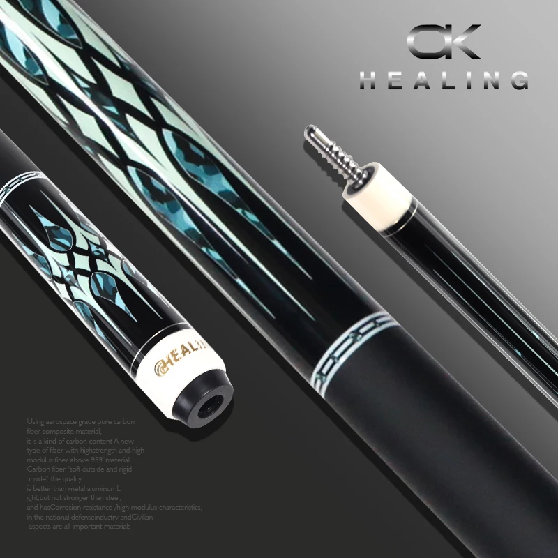 OKHEALING Billiards Cue Set 58inch Play Cue 12.5mm Tip Carbon Fiber Shaft Professional Manufacturer for Pool Cue Game Black Tech