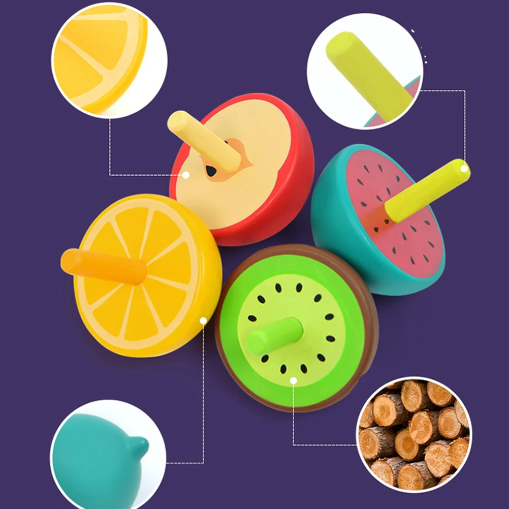 

Мини-деревянная волчок в форме фруктов для детей играют когнитивная координация рук и глаз вращение лимонно-желтый