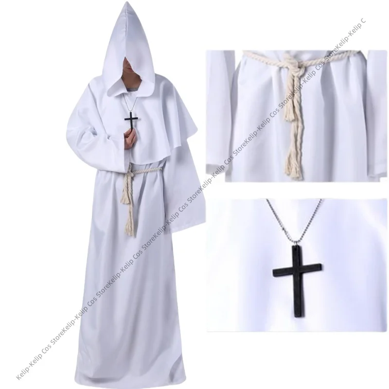 Хэллоуин Cos костюм древний костюм средневековая одежда монаха халат монаха одежда волшебника одежда священника