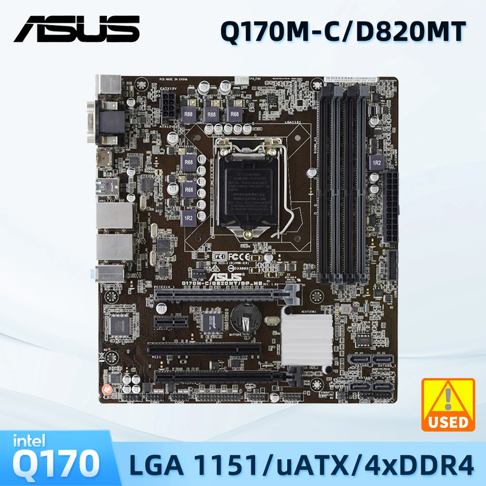 

ASUS Q170M-C/D820MT/DP_MB Intel Q170 motherboard LGA 1151 4XDDR4 DIMM 64GB support 6300 7100 6500 7600 7700 7400 7400 cpu M-atx