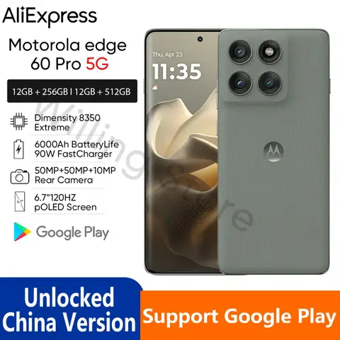 Motorola Moto Edge 60 Pro 5G AI Smart Phone 6.7'' 120Hz pOLED Screen 6000mAh Battery 90W SuperCharge 50MP Main Camera