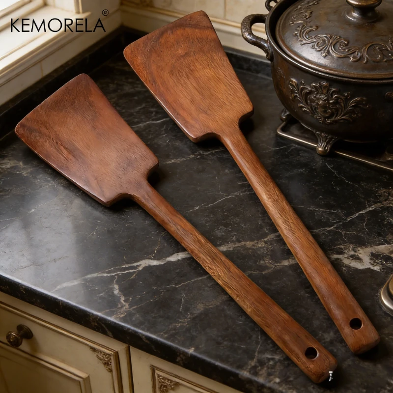 1/2PCS Acacia Wood Spatula for Non-Stick Pans -Heat Resistant Solid Wood Cooking Utensil for Sauteing And Flipping Kitchen Tools