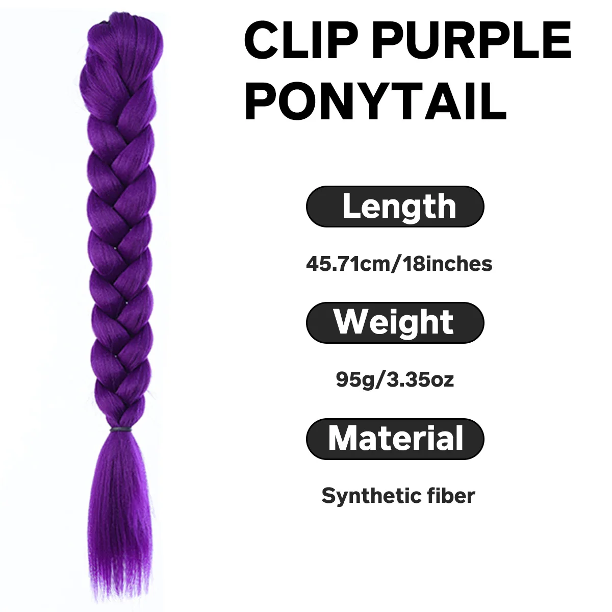 Synthetic fiber wig female KPop purple small catch clip ponytail wig braided braided hair extension
