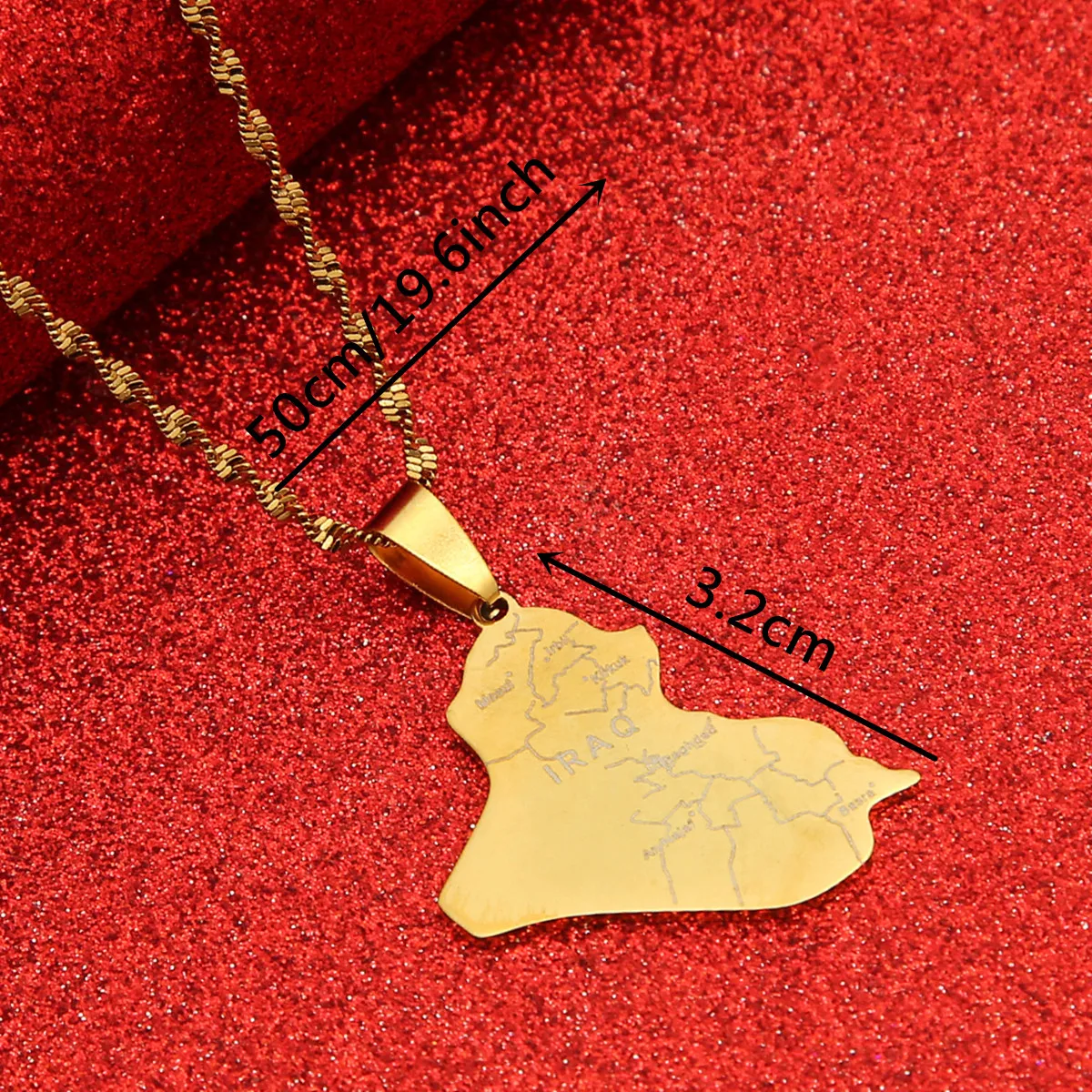 Republic Of Iraq Map Pendant Necklace Silver Color Gold Color Jewelry