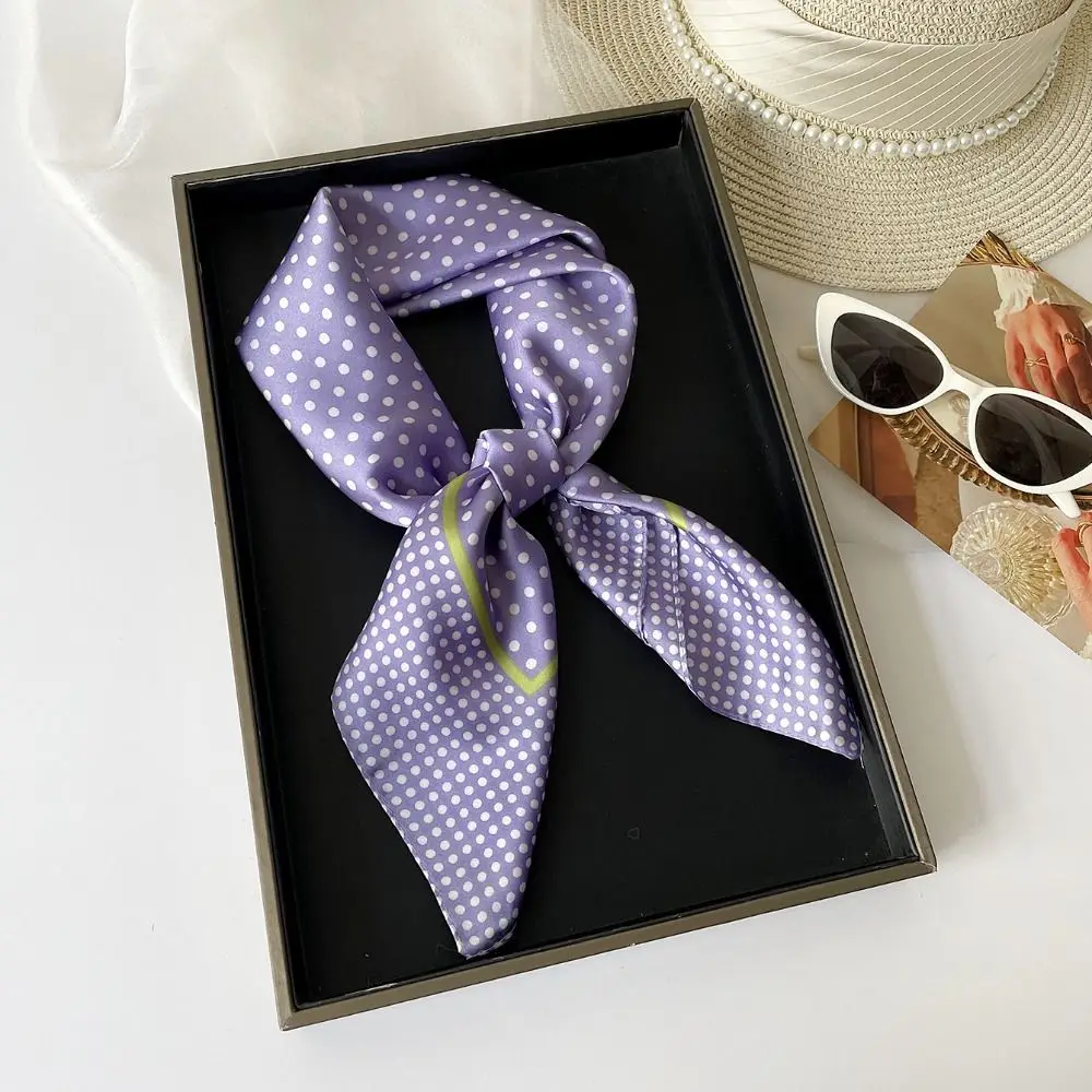 Elegant Printed Dot Print Scarf Colorful Geometric Shape Polka Dot Silk Scarf Y2K Korean Hair Scarf Beach
