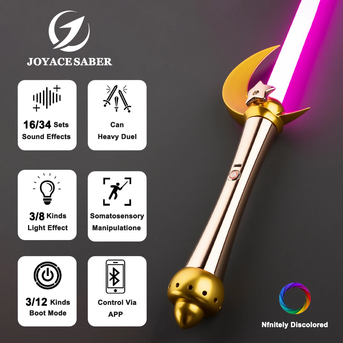 

JoyaceSaber Moon LightSaber Metal Heavy Dueling Pixel Light saber Smooth Swing XenoPixel Laser Sword Cosplay RGB Luminous Toys