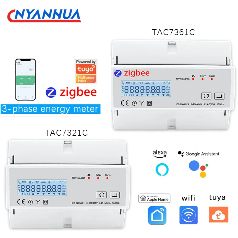 Three Phase Two-way Bidirectional Energy Tuya Wifi Electric Consumption Meter Wifi Smart Power Multi-tariffs Meter