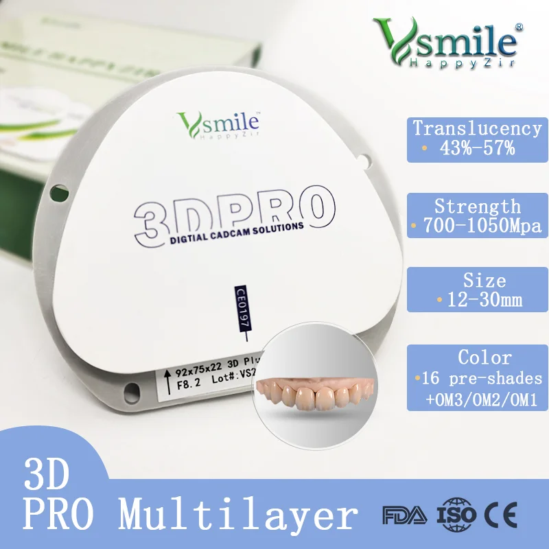 

Dental 3D Pro Multilayer Zirconia Blocks for CAD CAM dental lab compatible with Amann Girrbach system