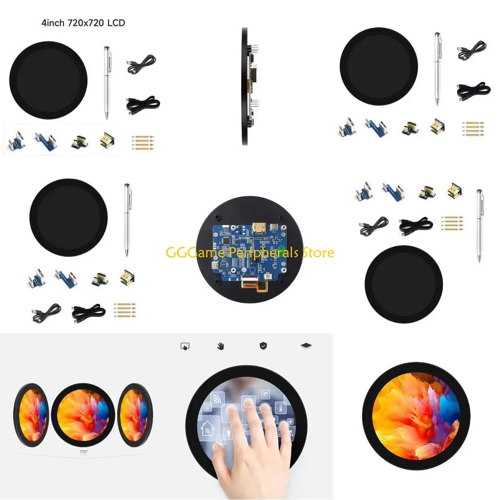 

U55B 4inch Round Touch Display 720x720 IPS Display Screen 10-Point for RPi 5/4B/3B+ Development Board