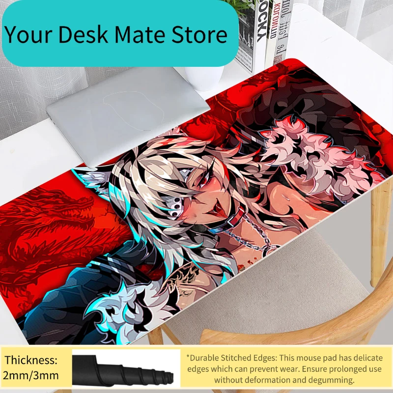 Große E-Sports-Mauspads, glatte, flexible Gummi-Gamer-PC-XXL-Computer-Tastaturmatten für CSGO, Kawaii A-Anime-Mädchen-Mauspad
