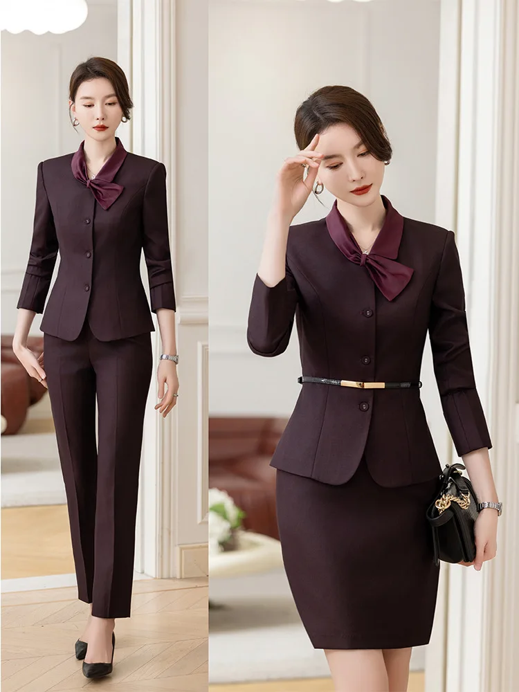 2023Autumn Winter New Slim Waist Simple Professional Commuting Solid Color High-Quality Women's Suit Set