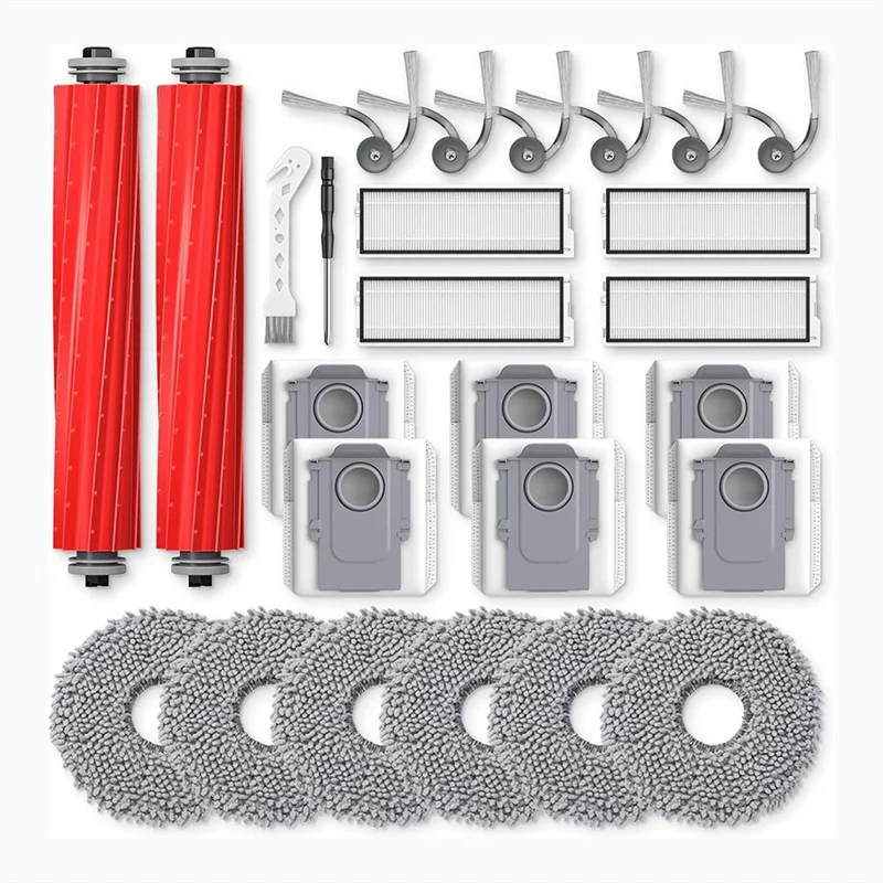 A74G-26 Piece Replacement Kit Accessory For Roborock QV 35A/QV 35S Robot Vacuum,Main Brush, Side Brush, Mop Pad, Dust Bag