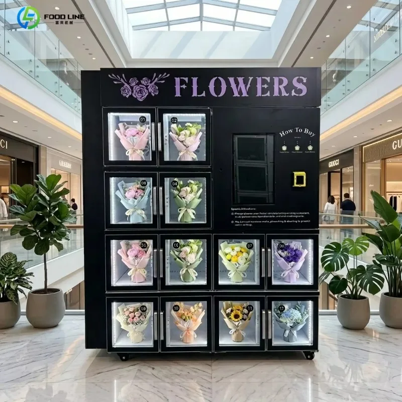 Factory Direct Supplier Outdoor Smart Distributeur Automatique De Fleurs Fresh Bouquet Vending Machine Customized
