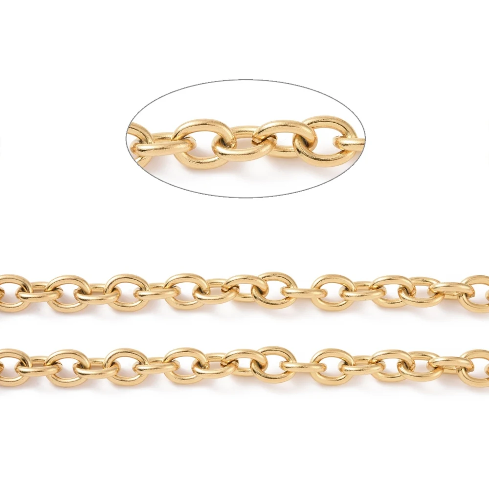 5m/lot 304 Stainless Steel Rolo Chains Unwelded Belcher Chains for jewelry making DIY necklace Bags Waist chains accessories