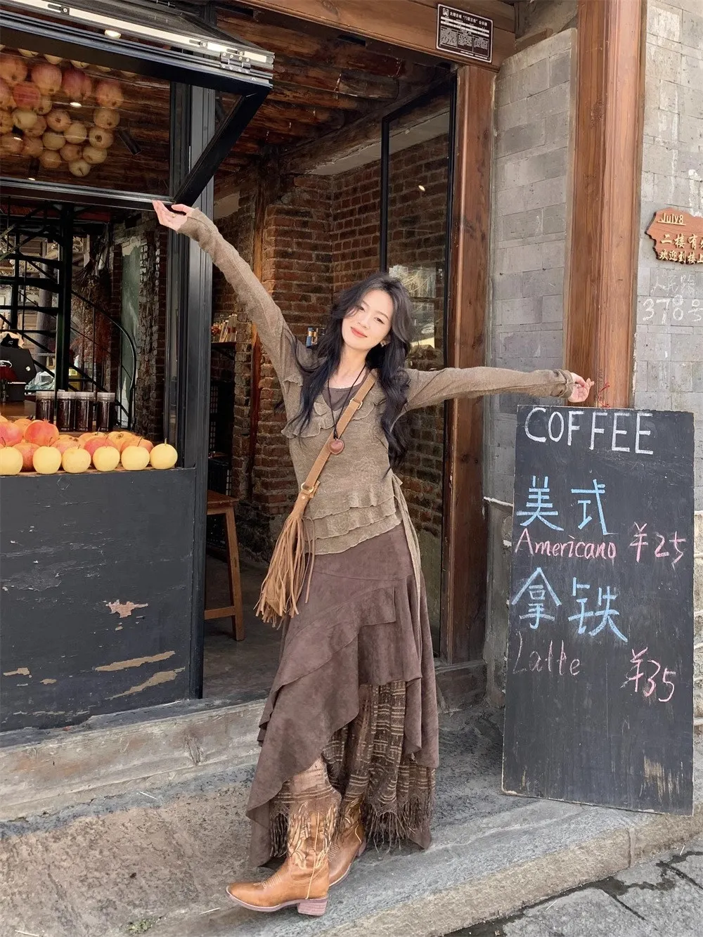 

Праздничный дорожный костюм Maillard для женщин, осенний винтажный вязаный свитер, топ, юбка нестандартной формы, полный наряд