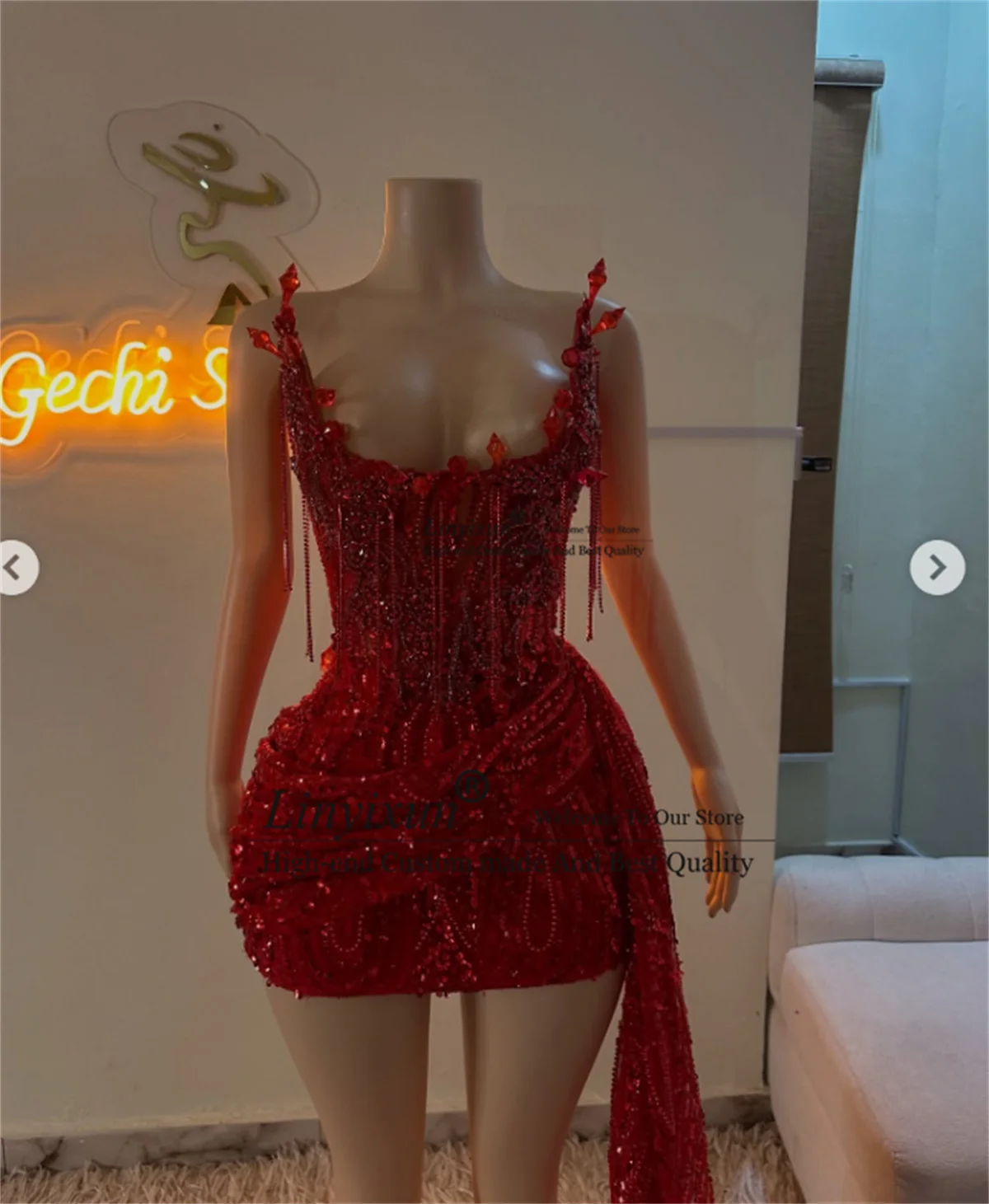 Sparkly Sequins Diamond Short Prom Dresses With Tail Mermaid Evening Party Gown Customized Black Girl Homecoming robes de soirée image 2