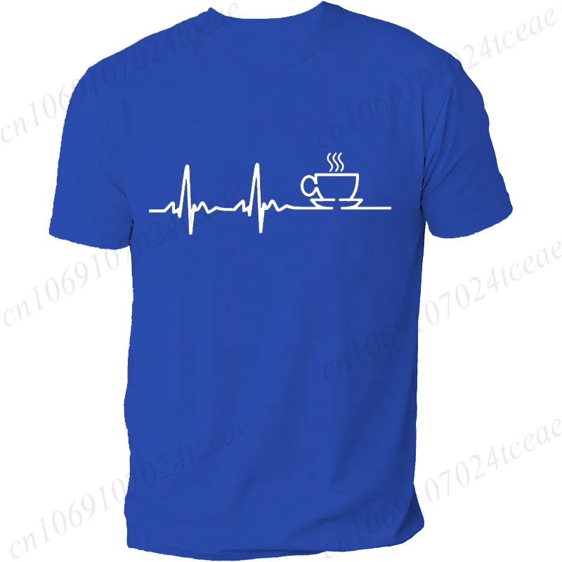 COFFEE ECG EKG MENS T-SHIRT LOVER GREAT FUNNY GIFT IDEA PRESENT CAFFEINE MEME Summer Men's Tee Top Men's Street Casual Clothing #5