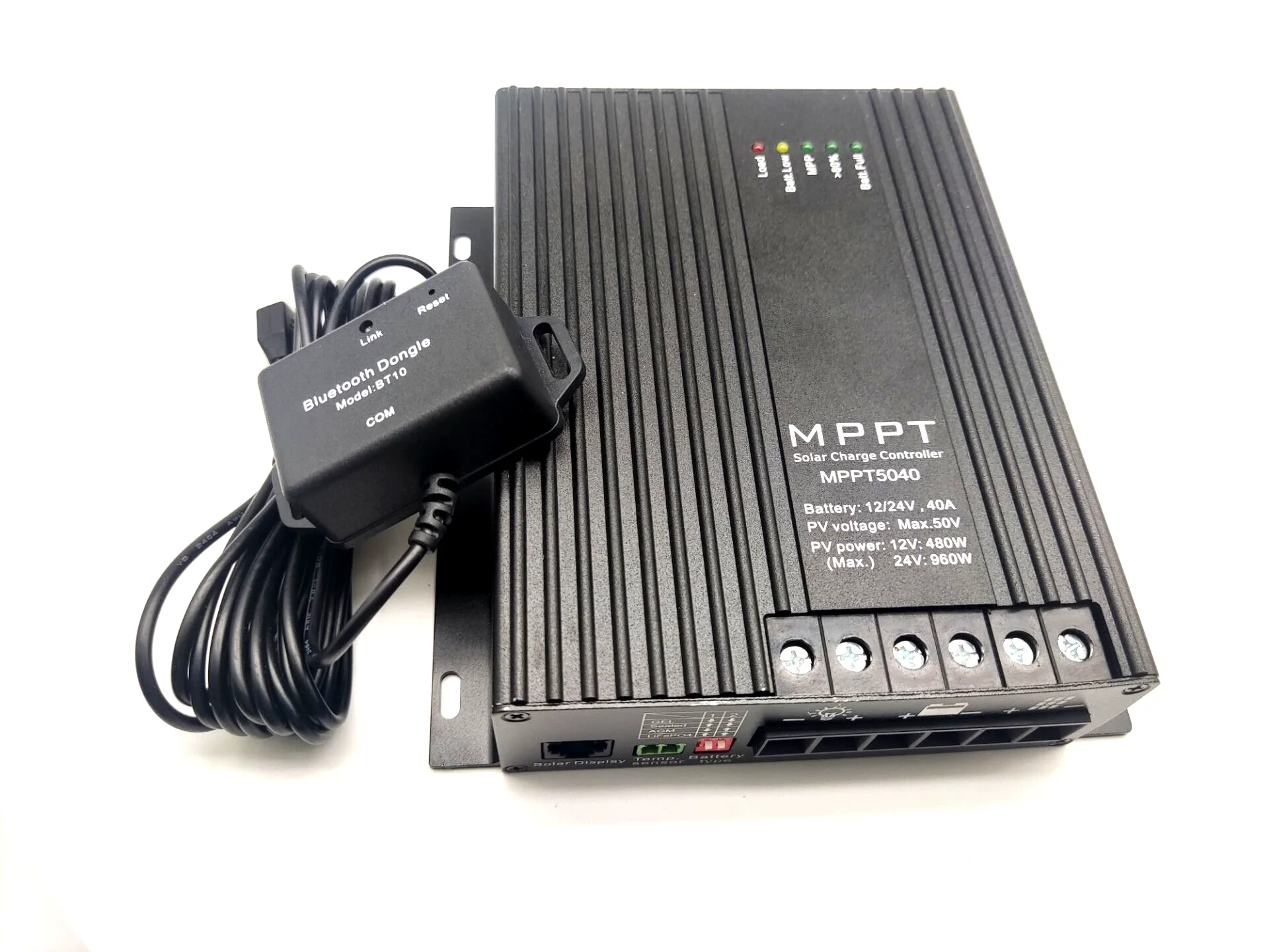 12V 24V 40A MPPT APP Solar Charge Controller with DC Load Monitoring BT 10 for Lead-Acid Lithium Battery