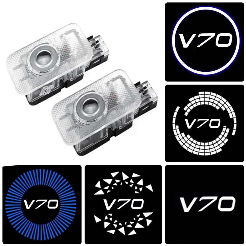 2Pcs Car LED Door Welcome Lights Laser Projector Retrofit Light for Volvo V70 2012-2015 Ghost Shadow Courtesy Lamp Accessories