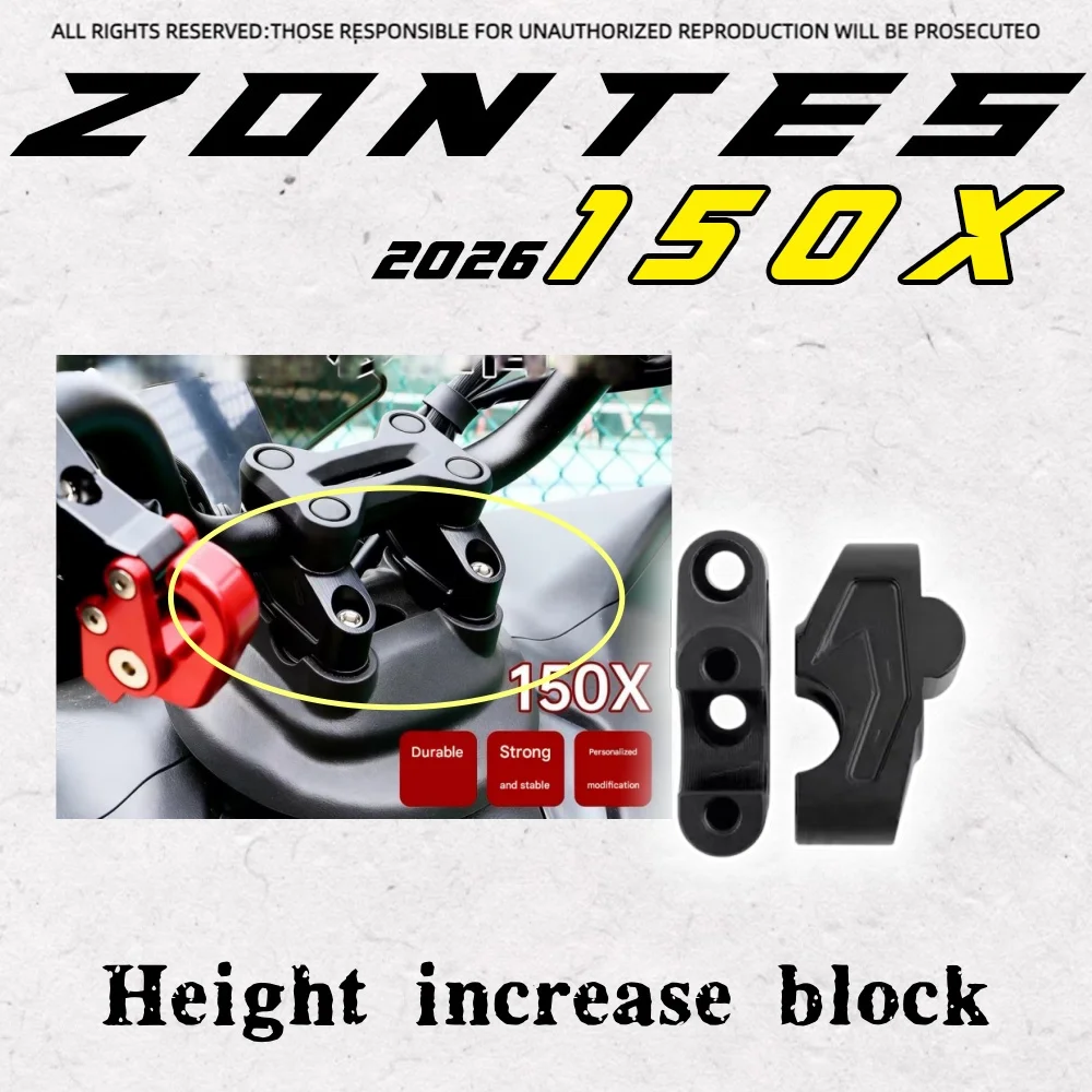 

Для ZONTES 150X 2026 года: блок для увеличения высоты руля, смещенный на 20 мм вперед, из алюминиевого сплава.