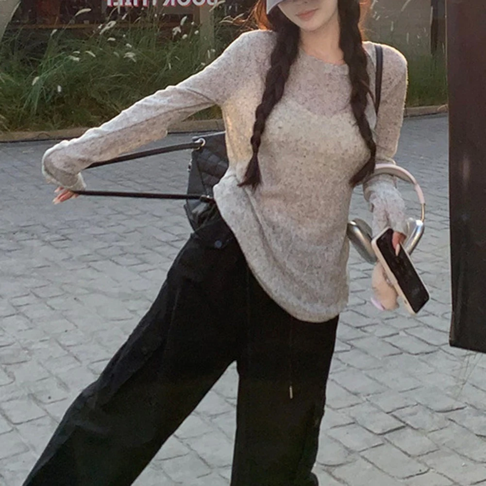 

Casual Lifestyle Casual Loose Shirt Basic Women's Top Comfortable Casual Long Sleeve Shirt Microelasticity Top Polyester Fabric